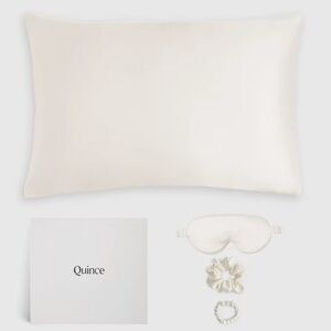 NWOT QUINCE 100% Washable Silk Beauty Sleep Set Ivory 4140